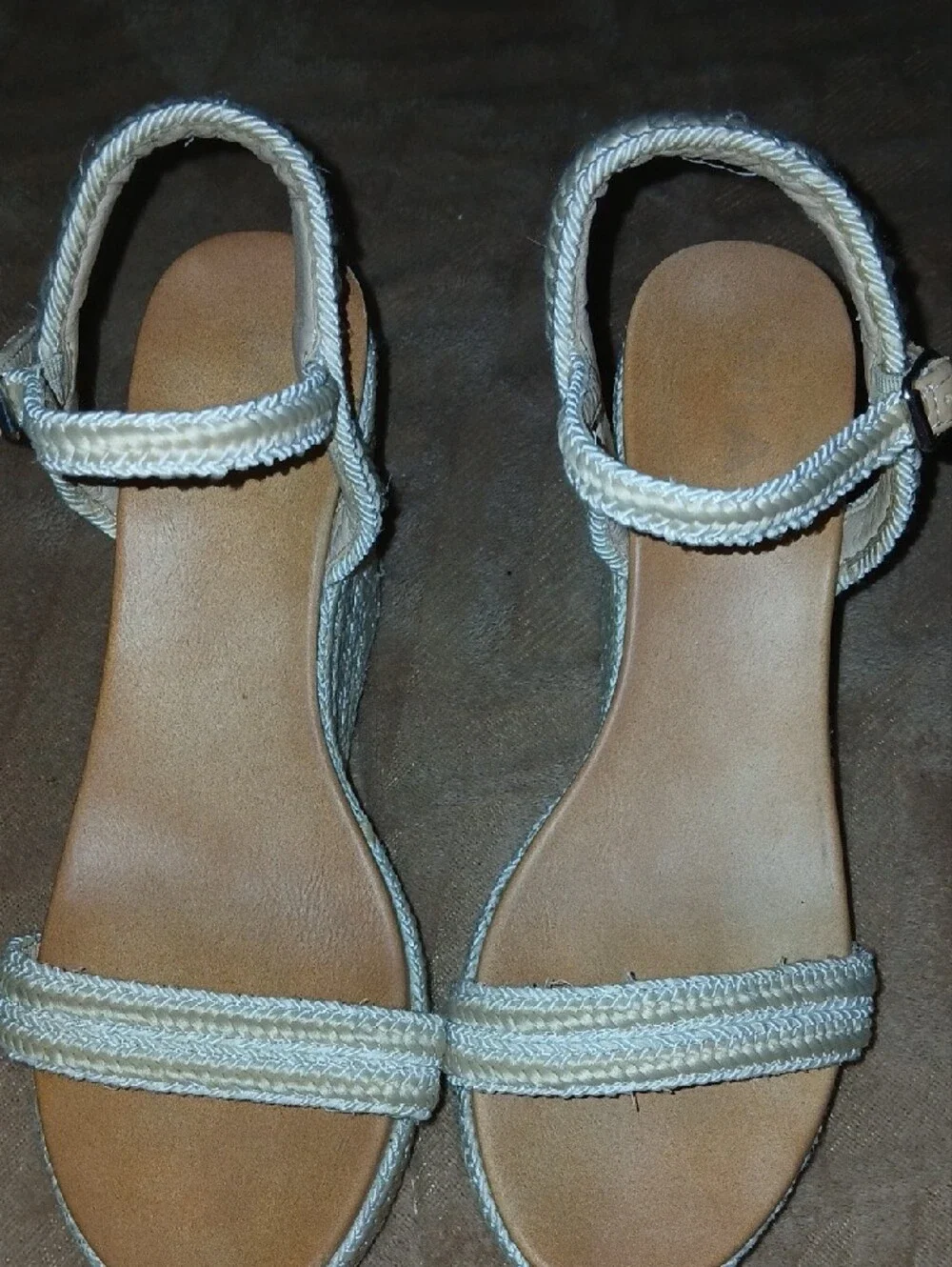 Women’s MIA Wedge Sandals - Cream Braided Platform And Straps Sz: 9